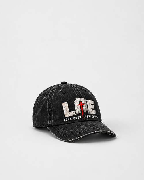 Black Love Over Everything cap, front view | color:black